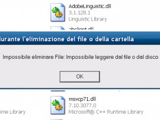 Impossibile eliminare il file. impossibile leggere dal disco di origine