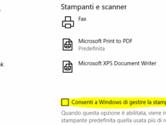 Spampanti e scanner windows 10