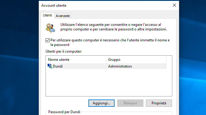 Come rimuovere la password daccesso in windows 10