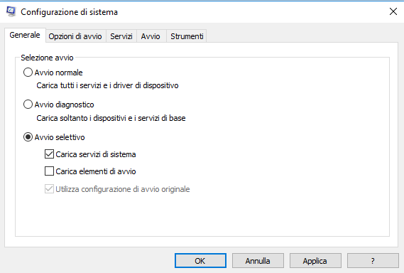 Configurazione di sistema Configurazione di sistema