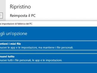Si e verificato un problema durante la reimpostazione del pc