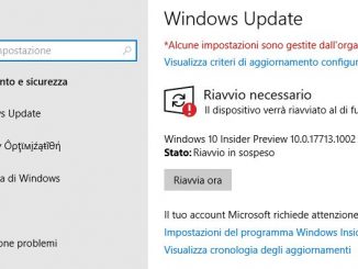 Aggiornamento in attesa di installazione windows