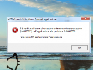 Si e verificato errore di exception unknown software exception