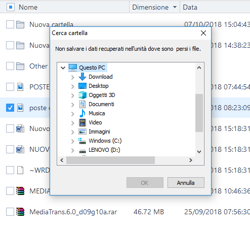 Ripristinare file su windows e mac