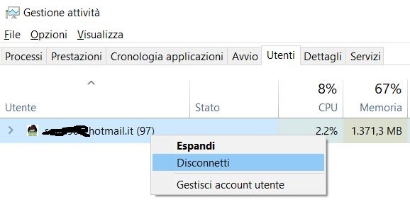 Disconnettere gli utenti da gestione attività Disconnettere gli utenti da gestione attività