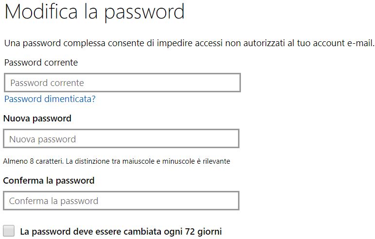 Cambiare la password in windows 10 con scadenza