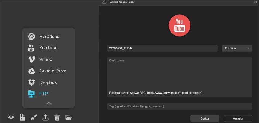 Caricare video da apowerrec su youtube Caricare video da apowerrec su youtube