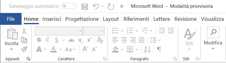 Come avviare word il modalità provvisioria
