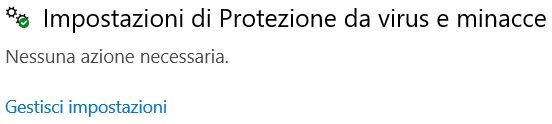 Impostazioni di protezione da virus e minacce Impostazioni di protezione da virus e minacce