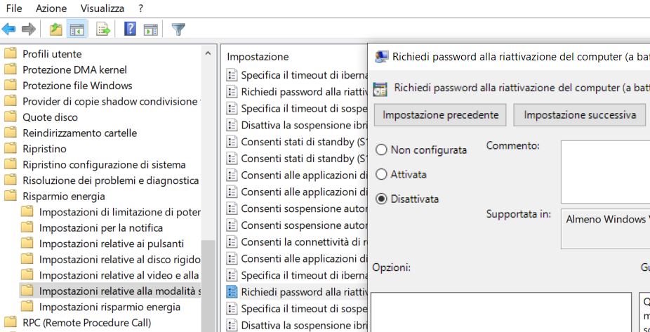 Disabilitare la password alla riattivazione di windows 10 Disabilitare la password alla riattivazione di windows 10