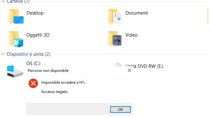 Windows 10 impossibile accedere al disco c accesso negato