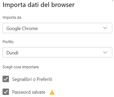 Importare le password su edge da un altro browser