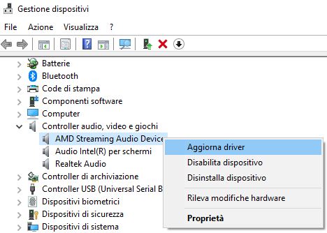 Aggiorna driver audio