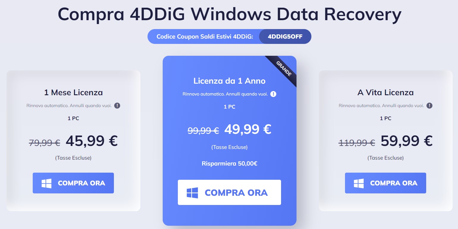4ddig windows data recovery prezzo