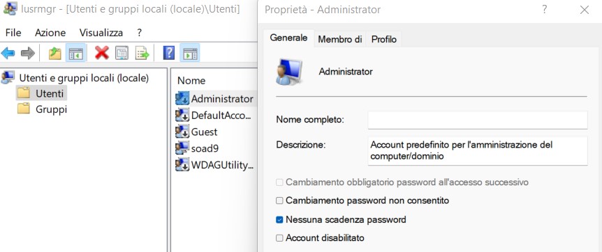 Windows 11 abilitare account amministratore