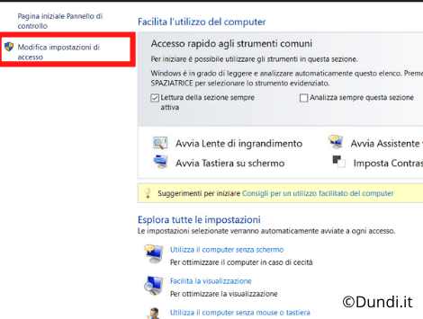 Modifica impostazioni di accesso