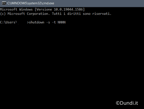 Su cmd digita shutdown s t con un tempo in secondi