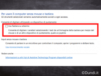 disattivare tastiera su schermo windows