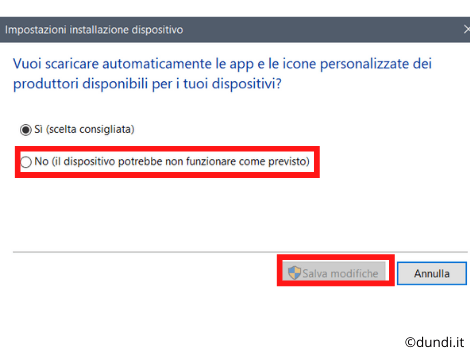 Procedura metodo 1 disattivazione aggiornamenti automatici driver windows 11