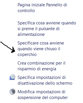 Specifica cosa fare quando chiudi il coperchio